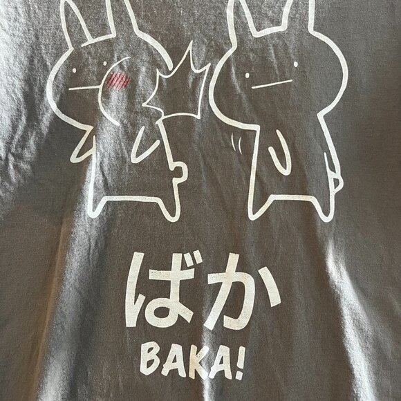 Baka! Japanese rabbit slaps another for anime and manga fan T-Shirt. Size M - Picture 3 of 4